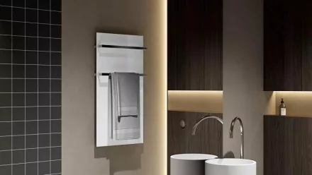 Arezzo design Onyx 2 elektromos törölközőszárító radiátor 900x470, fényes fehér AR-ONYX2MW