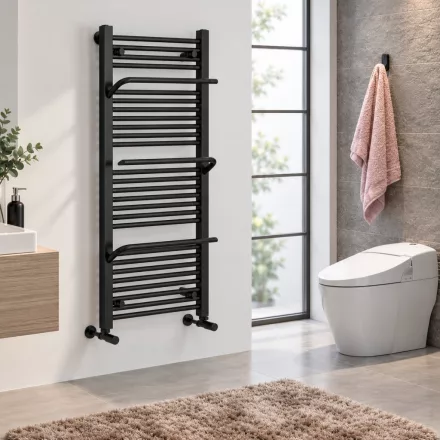 Arezzo design Smart törölközőszárítós radiátor 1200x500 mm, matt fekete AR-SM12050A