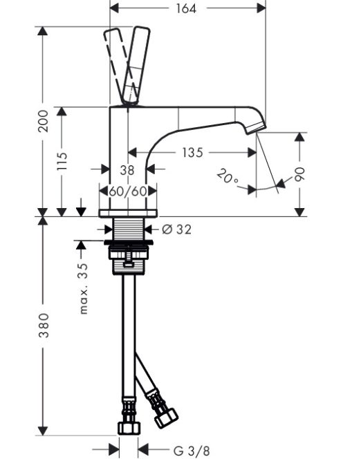 Axor Citterio E mosdócsaptelep kézmosóhoz 115 mm 36102000