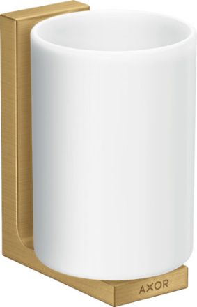Axor Universal négyszögletes tartó fogkefe pohárral, szálcsiszolt arany 42604250