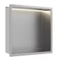 Balneo WALL-BOX One négyzet alakú süllyesztett polc LED világtással 30x30x10 cm, rozsdamentes acél B0101010109-1 – BAL-B01010101091
