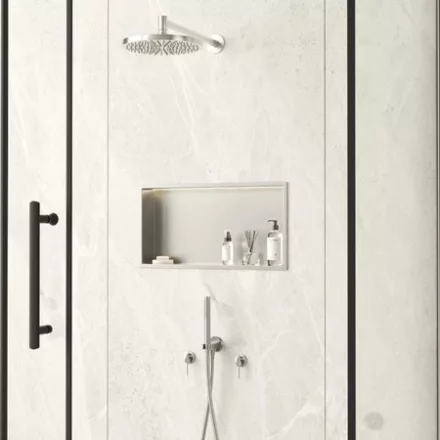 Balneo WALL-BOX One négyzet alakú süllyesztett polc 60x30x10 cm méretben, LED világítással, rozsdamentes acél kivitelben