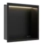 Balneo WALL-BOX One négyzet alakú süllyesztett polc LED világtással 30x30x10 cm, matt fekete B0101020109-1 – BAL-B01010201091