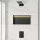 Balneo WALL-BOX One négyzet alakú süllyesztett polc 60x30x10 cm méretben, LED világítással, matt fekete kivitelben