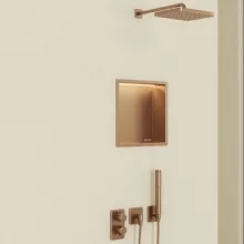 Balneo WALL-BOX One négyzet alakú süllyesztett polc LED világtással 30x30x10 cm, réz B0101040109-1 – BAL-B01010401091