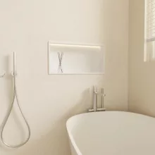 Balneo WALL-BOX One négyzet alakú süllyesztett polc 60x30x10 cm méretben, LED világítással, matt fehér kivitelben