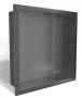 Balneo WALL-BOX ONE süllyesztett inox polc 30x30x7 cm méretben, peremmel, matt gun metál kivitelben