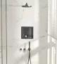 Balneo WALL-BOX ONE süllyesztett inox polc 30x30x7 cm méretben, peremmel, matt gun metál kivitelben