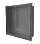 Balneo WALL-BOX ONE süllyesztett inox polc 30x30x7 cm méretben, peremmel, matt gun metál kivitelben