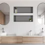 Balneo WALL-BOX ONE süllyesztett inox polc 60x20x10 cm méretben, peremmel, gun metal kivitelben