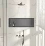 Balneo WALL-BOX ONE süllyesztett inox fali polc peremmel, 90x30x7 cm gun metal színben