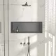 Balneo WALL-BOX ONE süllyesztett inox fali polc peremmel, 90x30x10 cm gun metal színben