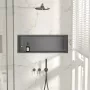 Balneo WALL-BOX ONE süllyesztett inox fali polc peremmel, 90x30x10 cm gun metal színben