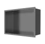 Balneo WALL-BOX ONE süllyesztett inox polc 30x20x10 cm méretben, peremmel, gun metal kivitelben