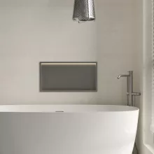 Balneo WALL-BOX One négyzet alakú süllyesztett polc 60x30x10 cm méretben, LED világítással, gun metal kivitelben