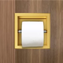 Balneo WALL-BOX PAPER falba süllyeszthető WC-papír tartó arany kivitelben, elegáns fürdőszobai kiegészítő