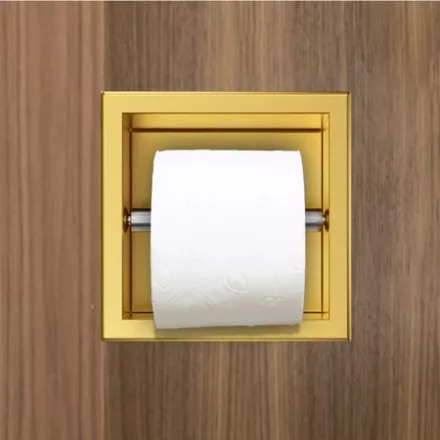 Balneo WALL-BOX PAPER falba süllyeszthető WC-papír tartó arany kivitelben, elegáns fürdőszobai kiegészítő