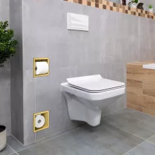 Balneo WALL-BOX PAPER falba süllyeszthető WC-papír tartó falba épített tárolóval, arany kivitelben, elegáns fürdőszobai kiegészítő