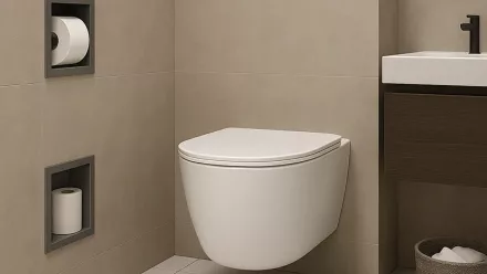 Balneo Wall-Box falba süllyesztett inox WC-papír tartó és tároló gun metal kivitelben, praktikus fürdőszobai megoldás
