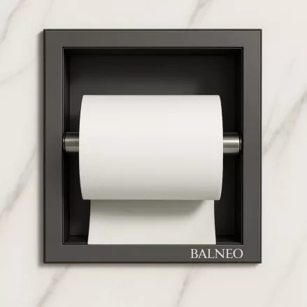 Balneo Wall-Box falba süllyeszthető 18 cm-es WC-papír tartó gun metal kivitelben, praktikus fürdőszobai kiegészítő
