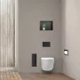 Balneo Wall Box S falba süllyeszthető WC kefe tároló doboz matt fekete üveg előlappal és push-open nyitással