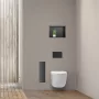 Balneo Wall Box L falba süllyeszthető WC kefe tároló doboz matt fekete üveg előlappal és push-open nyitással