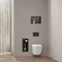 Balneo Wall Box L falba süllyeszthető WC kefe tároló doboz matt fekete üveg előlappal és push-open nyitással