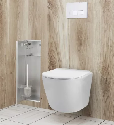 Balneo Wall Box L falba süllyeszthető WC kefe tároló doboz csempézhető előlappal és push-open nyitással