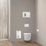 Balneo Wall Box S falba süllyeszthető WC kefe tároló doboz fehér üveg előlappal és push-open nyitással