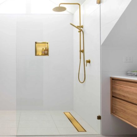 Balneo Duplex NEXT Gold kétoldalas lineáris lefolyó 80 cm csempézhető, arany BR-80N