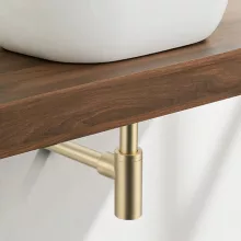 Balneo Round brass kerek sárgaréz mosdó szifon, szálcsiszolt arany.