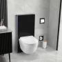 Balneo Fix-Frame felületre szerelhető WC-keret edzett fekete üvegből, modern fürdőszobai megoldás