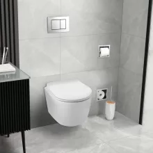 Balneo LUXA fali Rimless kerámia WC csésze fényes fehér Duroplast ülőkével SoftClose zsanérokkal