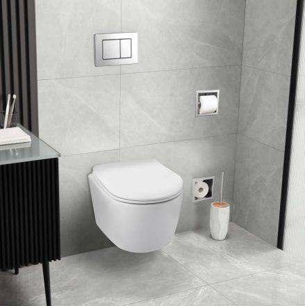 Balneo LUXA fali Rimless kerámia WC csésze Duroplast ülőkével és SoftClose zsanérokkal, fényes fehér G0101010101-1