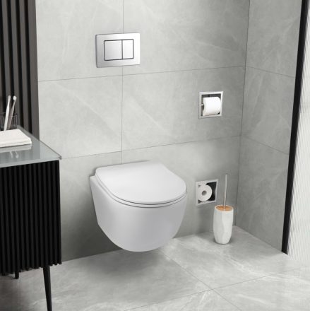 Balneo Luna fali Rimless kerámia WC csésze Duroplast ülőkével és SoftClose zsanérokkal, fényes fehér G0101010101-2