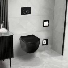 Balneo Luna fali Rimless kerámia WC csésze matt fekete Duroplast ülőkével SoftClose zsanérokkal