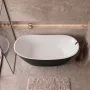 Balneo Parma szabadon álló akril kád 170x72 cm fehér leeresztővel és szifonnal, fehér/fekete kivitelben.
