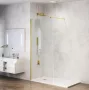 Balneo Beira Walk-in zuhanyfal 50x200 cm átlátszó üveggel és vágható merevítővel, arany profilszín.