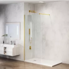 Balneo Beira Walkin zuhanyfal átlátszó üveg 70x200 cm merevítővel, arany profilszín.