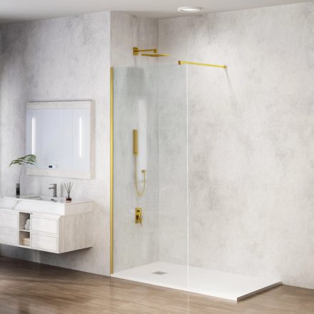 Balneo Beira Walkin zuhanyfal átlátszó üveg 90x200 cm merevítővel, arany profilszín K0101030110-5