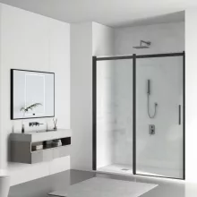 Balneo Porta zuhanyajtó átlátszó üveggel 100x195 cm, matt fekete profilszín.