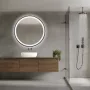 Balneo VENUS modern kerek LED tükör fekete kerettel és állítható világítással.