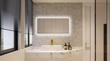 Balneo Lumin téglalap alakú tükör 60x120 cm integrált LED háttérvilágítással és pármentesítő funkcióval L0201020401-10 – BAL-L020102040110