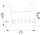 Balneo Qube 1-es model fém akasztó, gun metal M0101070101