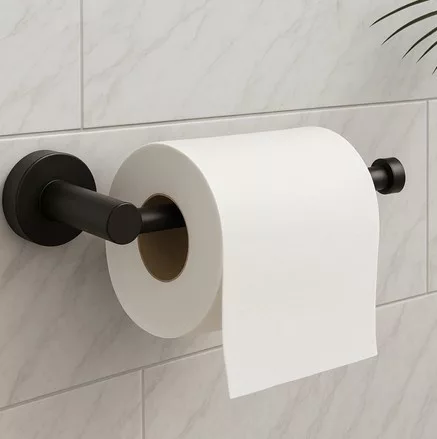 Balneo Qube Model 1 fali WC-papír tartó matt fekete kivitelben, modern fürdőszobai kiegészítő