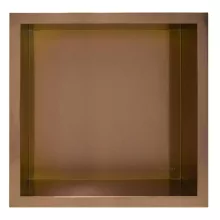 Balneo WALL-BOX ONE süllyesztett inox polc 30x30x10 cm méretben, peremmel, réz kivitelben
