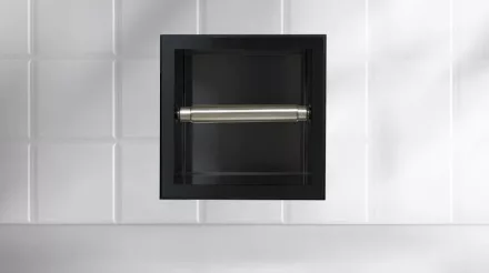 Balneo Wall-Box falba süllyeszthető 18 cm-es WC-papír tartó matt fekete kivitelben, modern fürdőszobai kiegészítő