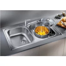   Blanco Tipo 8 két medencés rozsdamentes acél mosogató 86x50 cm, natúr 511924