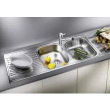   Blanco Tipo 8 S két medencés rozsdamentes acél mosogató 121x50 cm csepegtetővel, natúr 511925