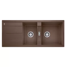   Blanco Metra 8 S két medencés gránit mosogató csepegtető felülettel 116x50 cm, kávé 515048